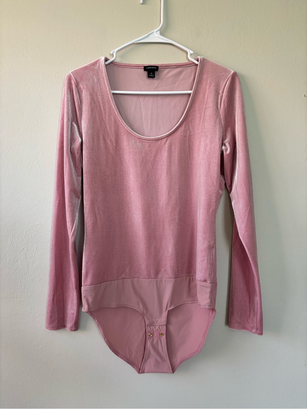 J.Crew Jeans Pink Velvet Bodysuit Women’s Size Medium Scoop Neck Stretch J8697